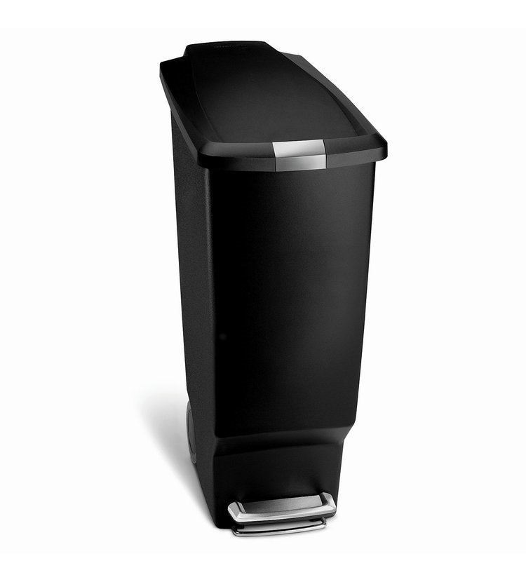 Pedálový odpadkový koš Simplehuman - 40 l, úzký, černý plast CW1361