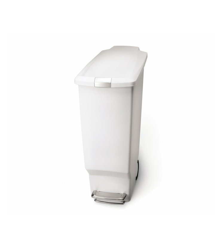Pedálový odpadkový koš Simplehuman - 40 l, úzký, bílý plast CW1362