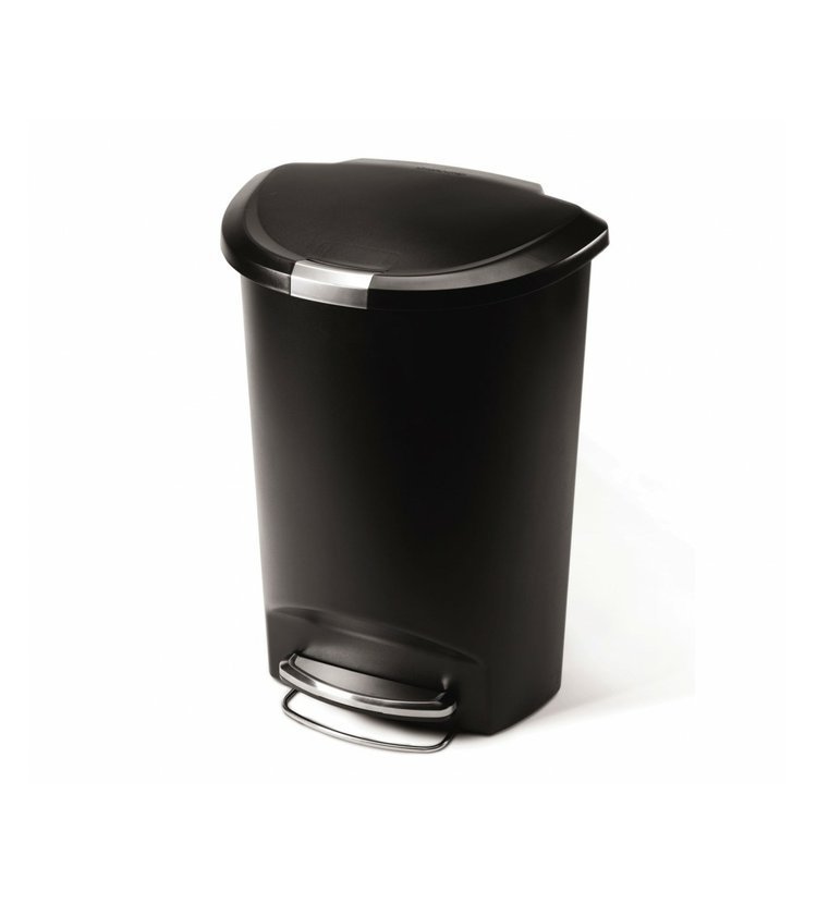 Pedálový odpadkový koš Simplehuman - 50 l, půlkulatý, černý plast CW1355