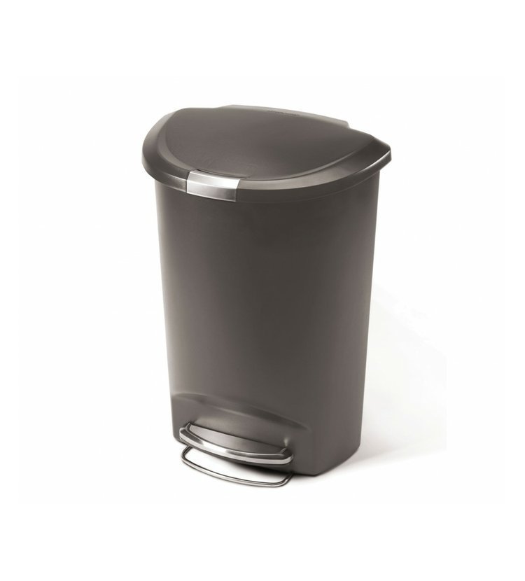 Pedálový odpadkový koš Simplehuman - 50 l, půlkulatý, šedý plast CW1357