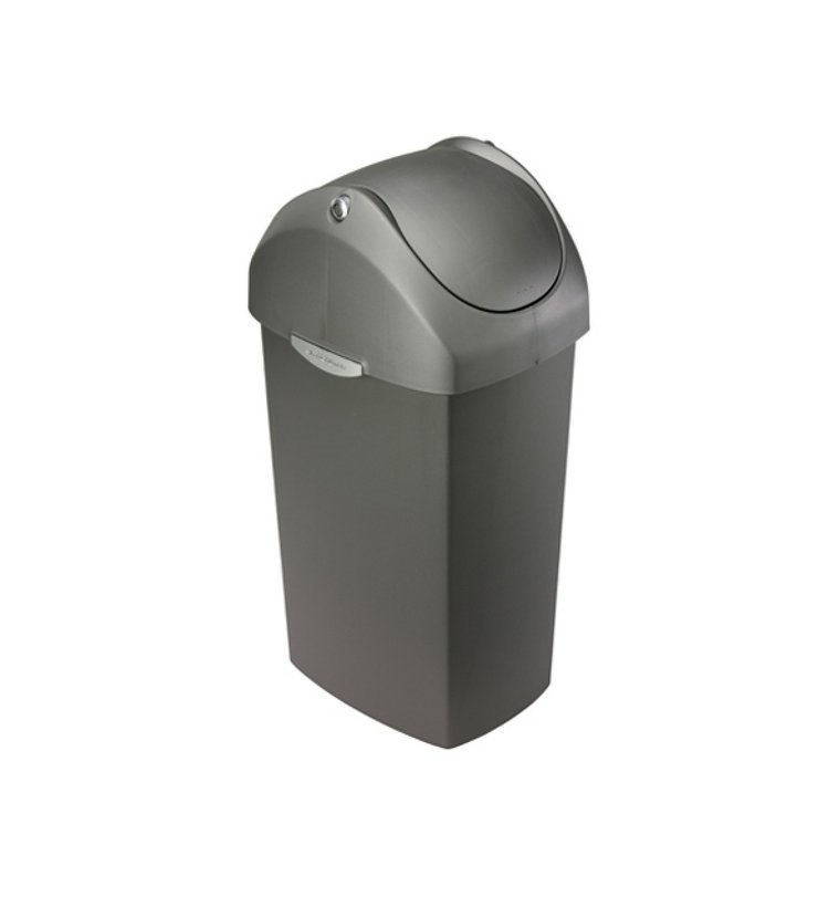 Odpadkový koš Simplehuman - 60 l, houpací víko, šedý plast
