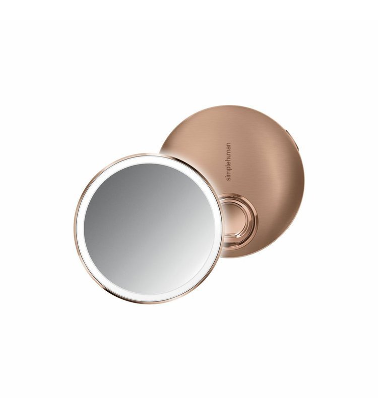 Simplehuman Kapesní kosmetické zrcátko Simplehuman sensor compact, LED osvětlení, dobíjecí, 3x, rose gold ST3031