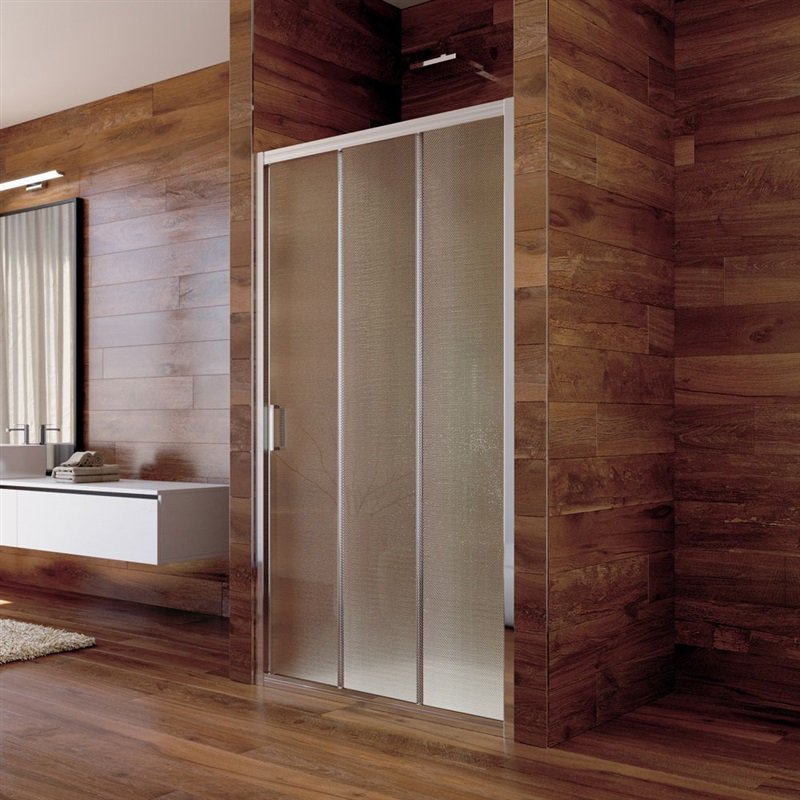 Sprchové dveře, Lima, trojdílné, zasunovací, 100x190 cm, chrom ALU, sklo Point CK80632K