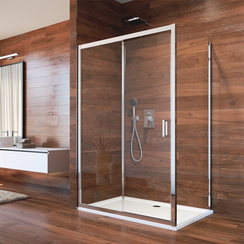 Sprchový kout, Lima, čtverec, 100x100x190 cm, chrom ALU, sklo čiré, dveře posuvné CK86433K