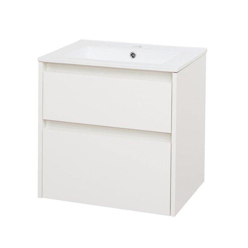 Opto, koupelnová skříňka s keramickým umyvadlem 61 cm, bílá CN910
