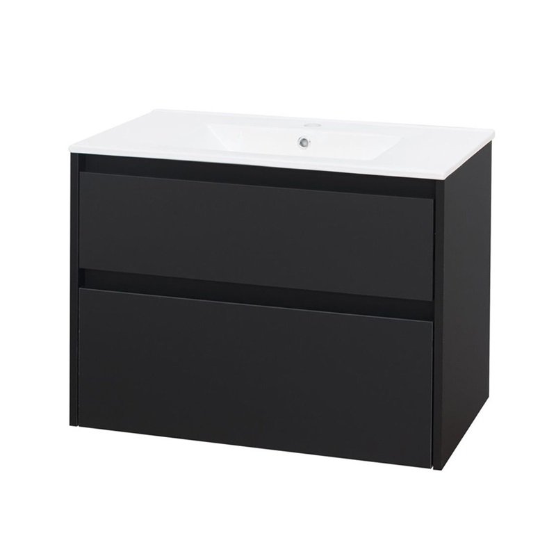 Opto, koupelnová skříňka s keramickým umyvadlem 81 cm, černá CN941