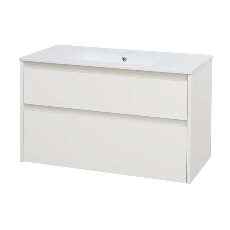 Opto, koupelnová skříňka s keramickým umyvadlem 101 cm, bílá CN912