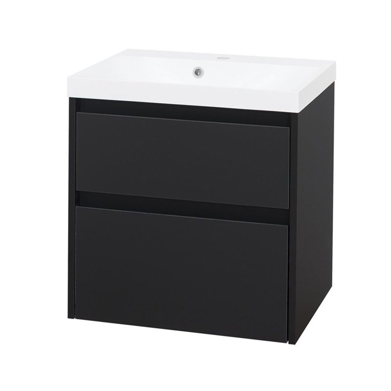 Opto, koupelnová skříňka s umyvadlem z litého mramoru 61 cm, černá CN940M