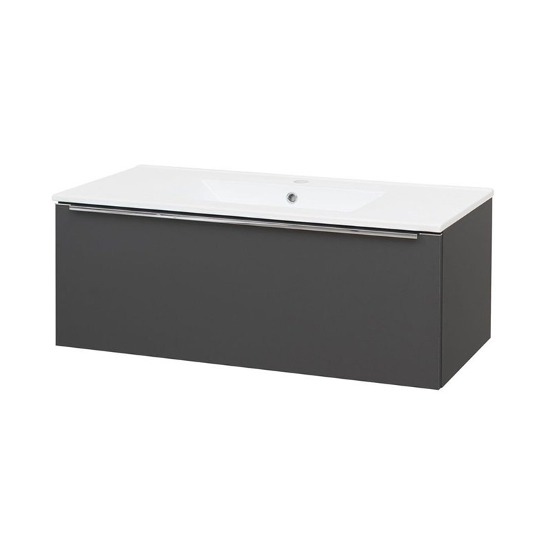 Mailo, koupelnová skříňka s keramickým umyvadlem 101 cm, antracit, úchytka: chrom CN537
