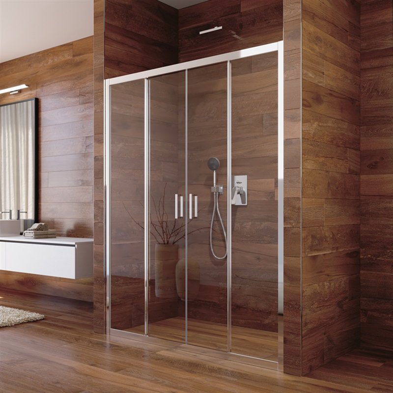 Sprchové dveře, Lima, čtyřdílné, zasunovací, 140x190 cm, chrom ALU, sklo čiré CK80443K