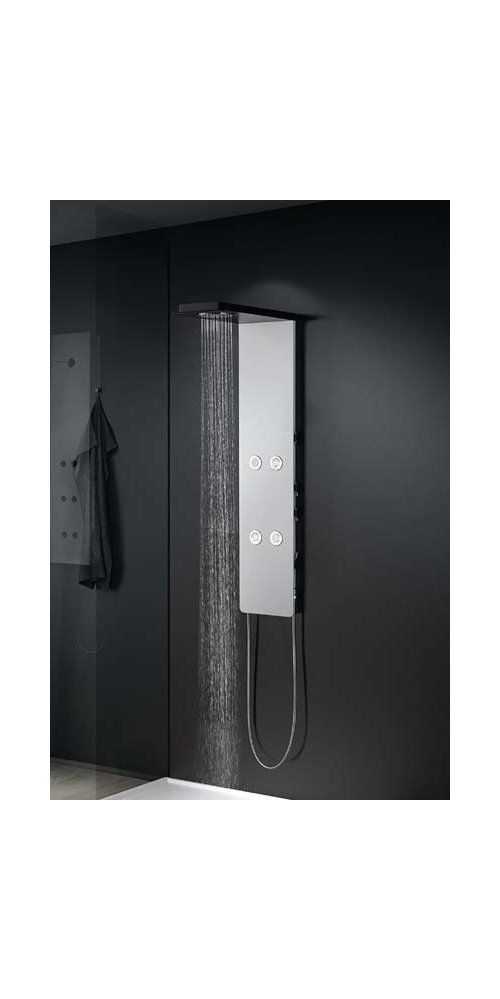 NEFELE sprchový panel s pákovou baterií, bílá mat, horní díl černá mat NEPN