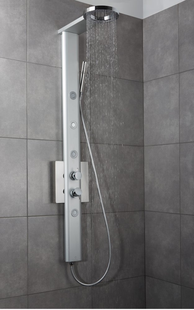 SENZA EVO3 sprchový panel s termostatickou baterií, satin/ABS chrom