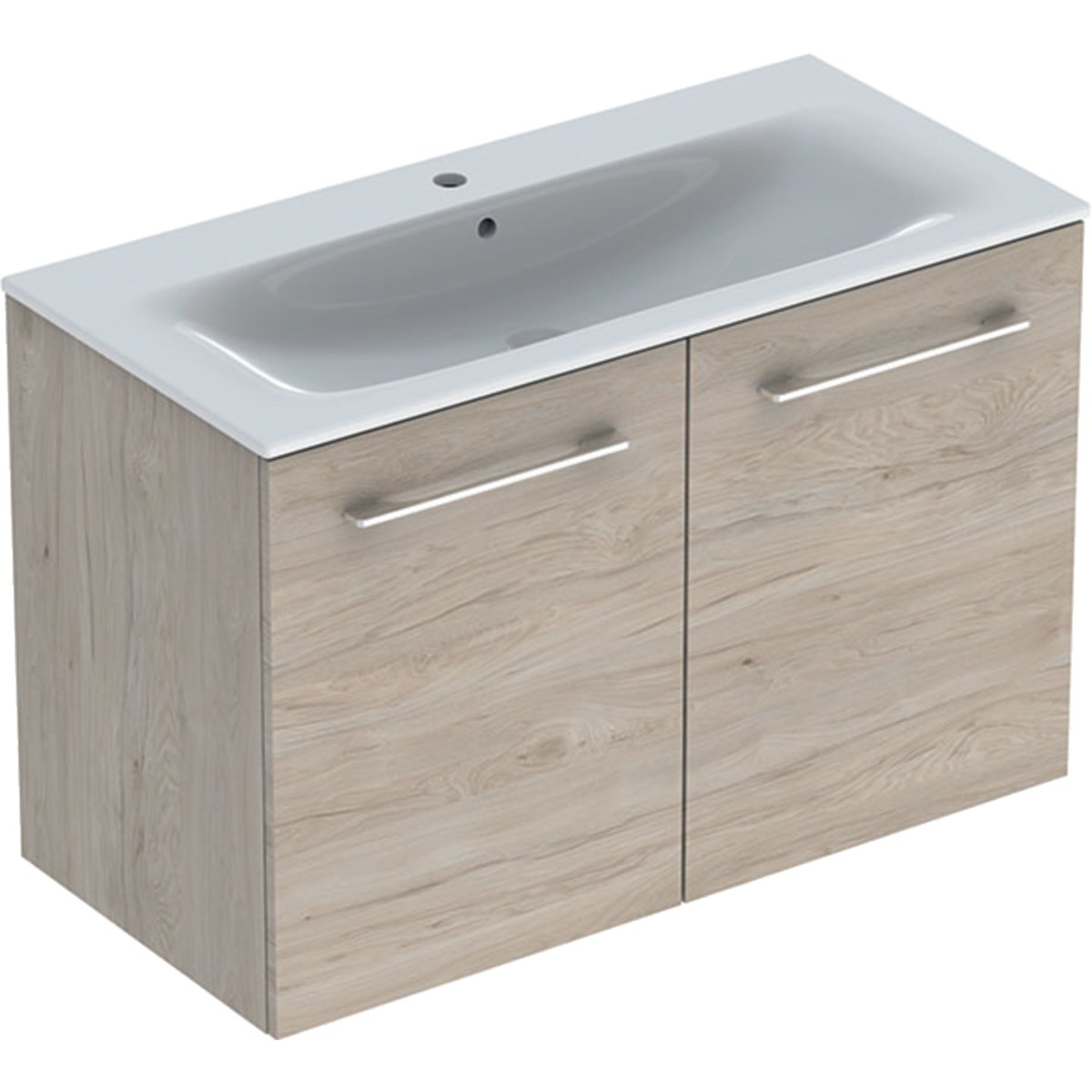 Nábytkový set umyvadla Geberit Selnova Square a skříňkou 100 cm, 2 dvířka, ořech světlý