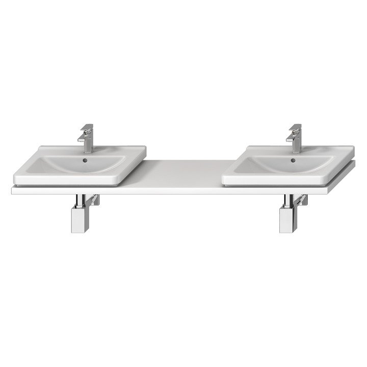 Cubito - atypická umyvadlová deska 135-220 cm, 2 výřezy vlevo/vpravo, pro Cubito 45-75, bílá