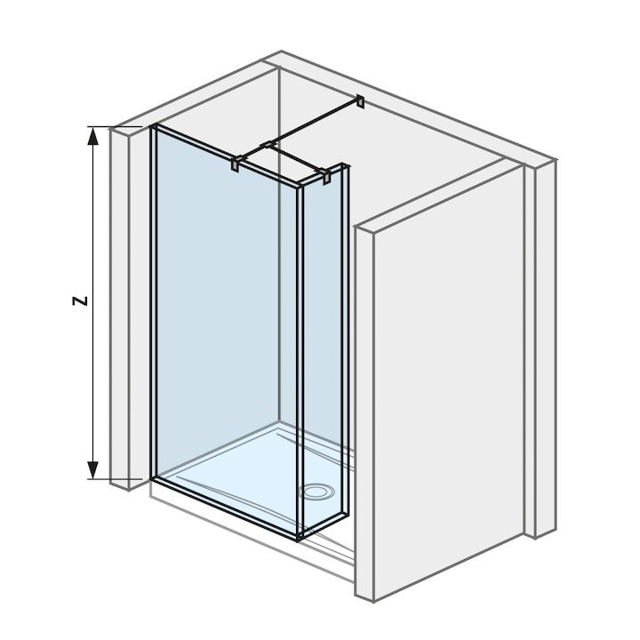 Jika Pure - skleněná stěna včetně krátkého skla 70 cm H2684210026681