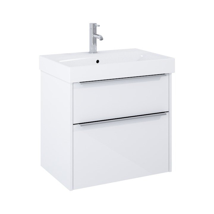 Pure - skříňka pod umyvadlo 60 cm, 2 zásuvky, bílá