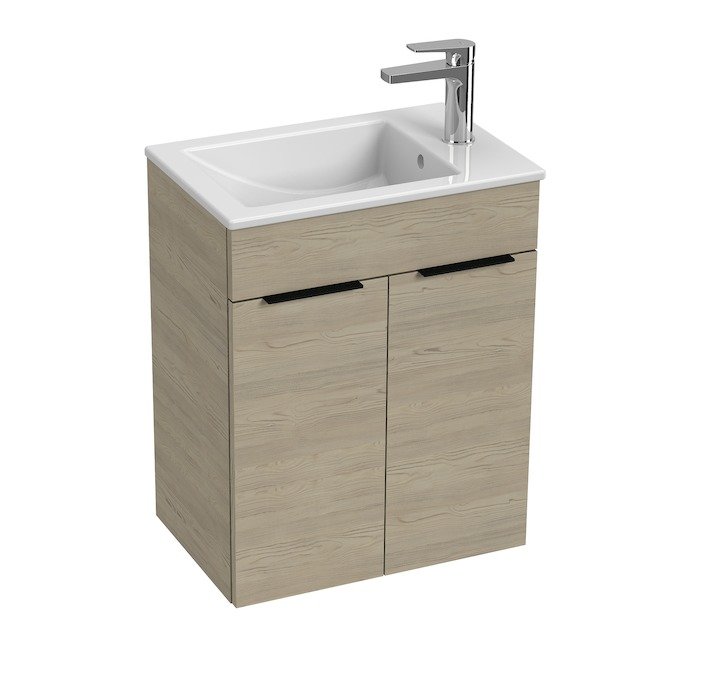 Cube - skříňka s umyvadlem 50 cm, 2 dvířka, jasan