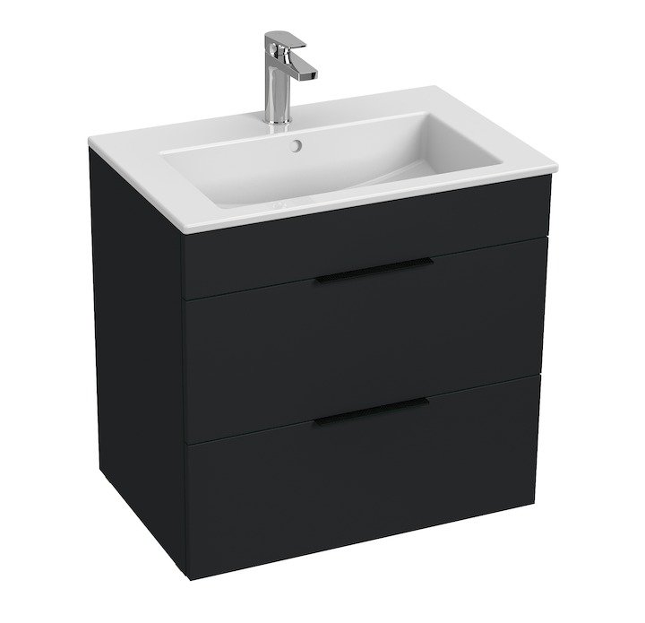 Cube - skříňka s umyvadlem 65 cm, 2 zásuvky, antracit mat H4536021763521