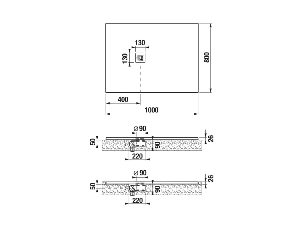 Náhled Selina - sprchová vanička 100x80, obdélníková, litý mramor, vč. nerezové krytky sifonu, černá