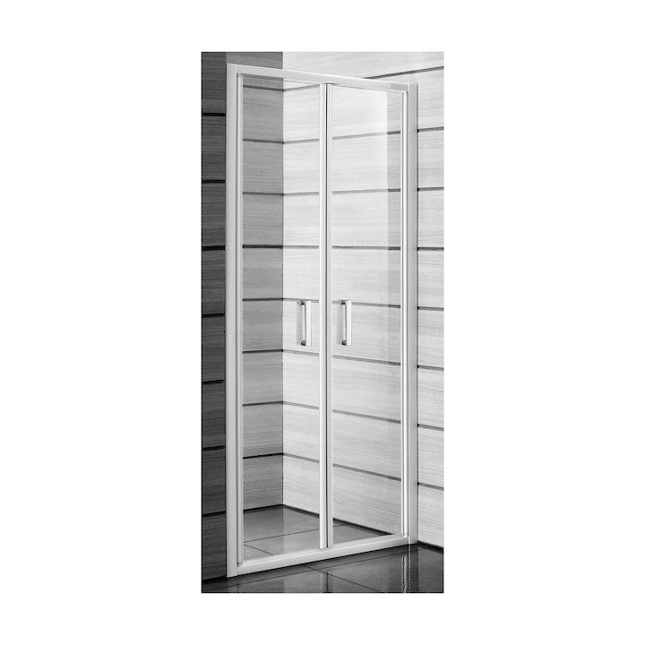 Lyra Plus - sprchové dveře lítací  90 cm, sklo stripy, bílý profil