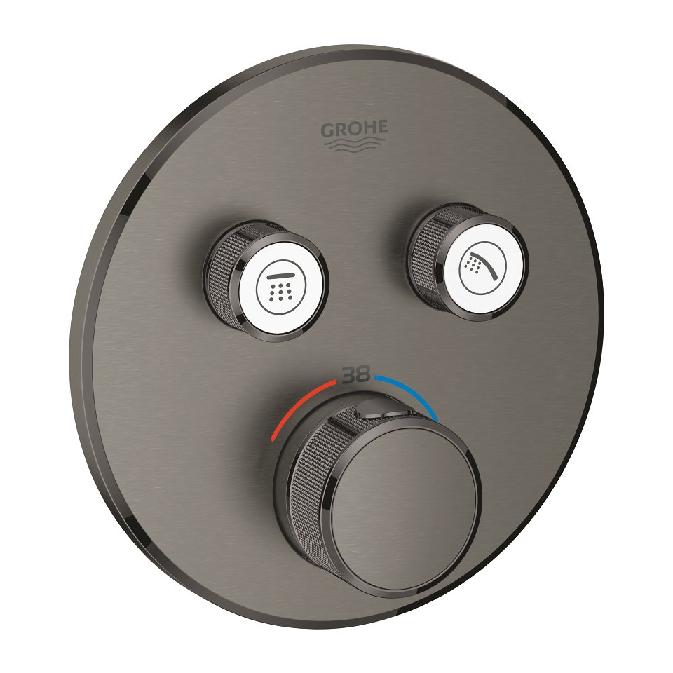 Grohtherm SmartControl - termostat pro podomítkovou instalaci s 2 ventily, bez podomítkového tělesa, kartáčovaný Hard Graphite