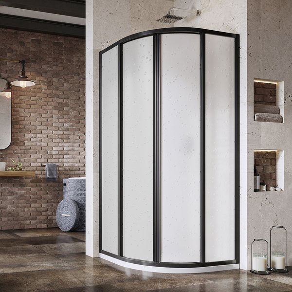 SKCP4-80 195 kout čtvrtkruhový, rám černý/plast pearl, 80x80