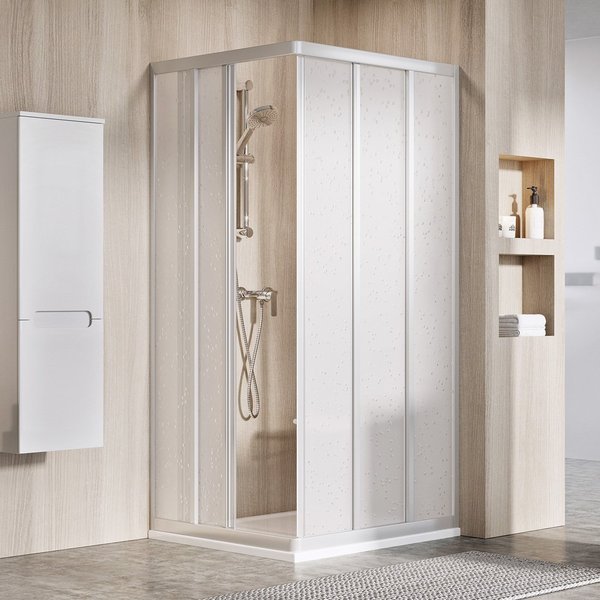 ASRV3-90 198 kout rohový posuvný 1 DÍL rám satin/plast pearl
