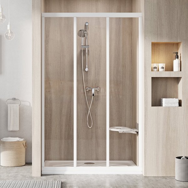 ASDP3-90 198 dveře posuvné, rám bílý/sklo transparent