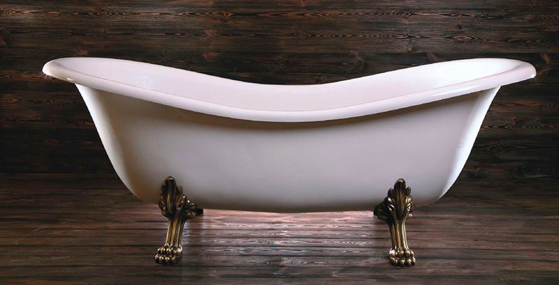 Charleston volně stojící vana 188x83x69 cm, nohy bronz, bílá