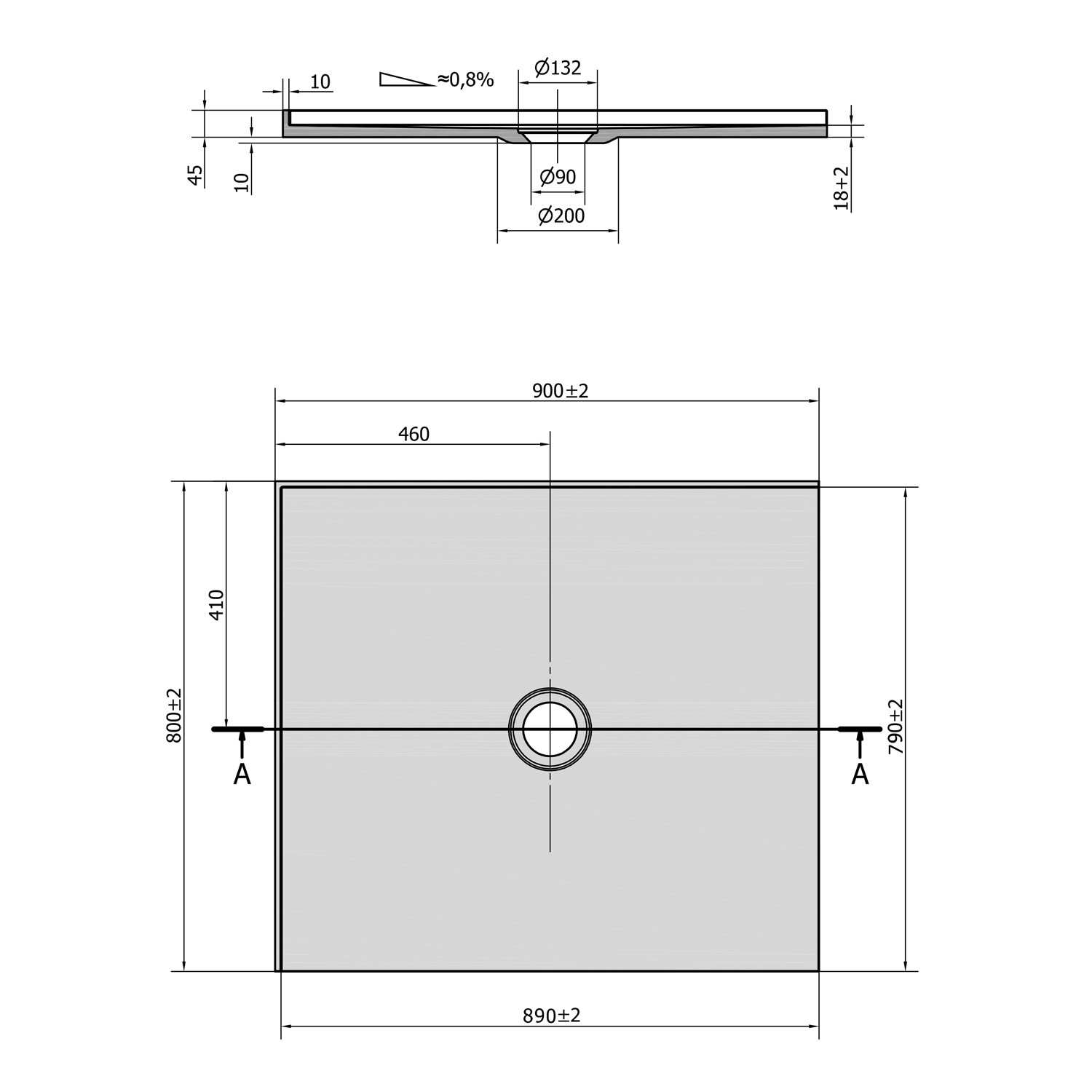 Náhled Mirai sprchová vanička z litého mramoru, obdélník 90x80x1,8 cm, levá