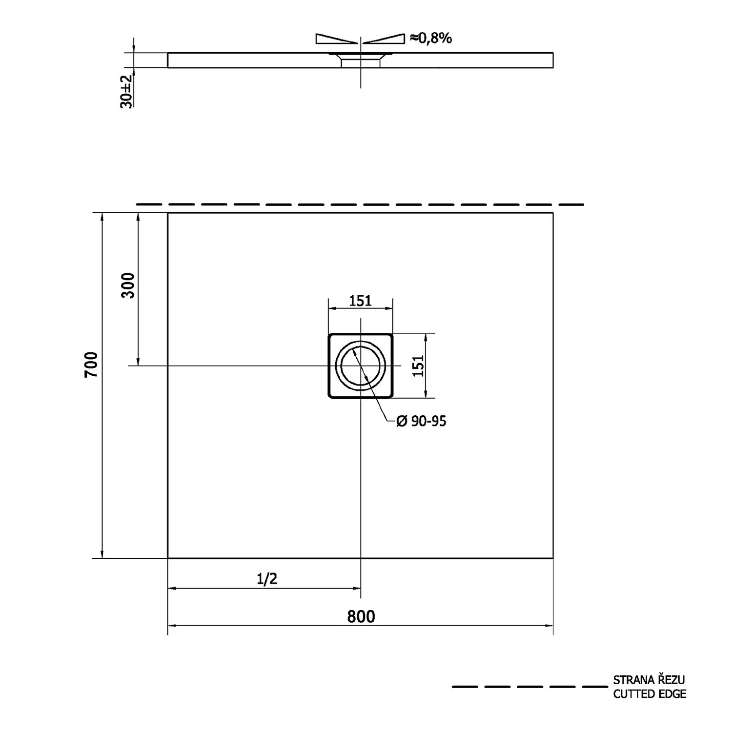 Náhled Flexia 80x70 vanička z litého mramoru, řezatelná, obdélníková