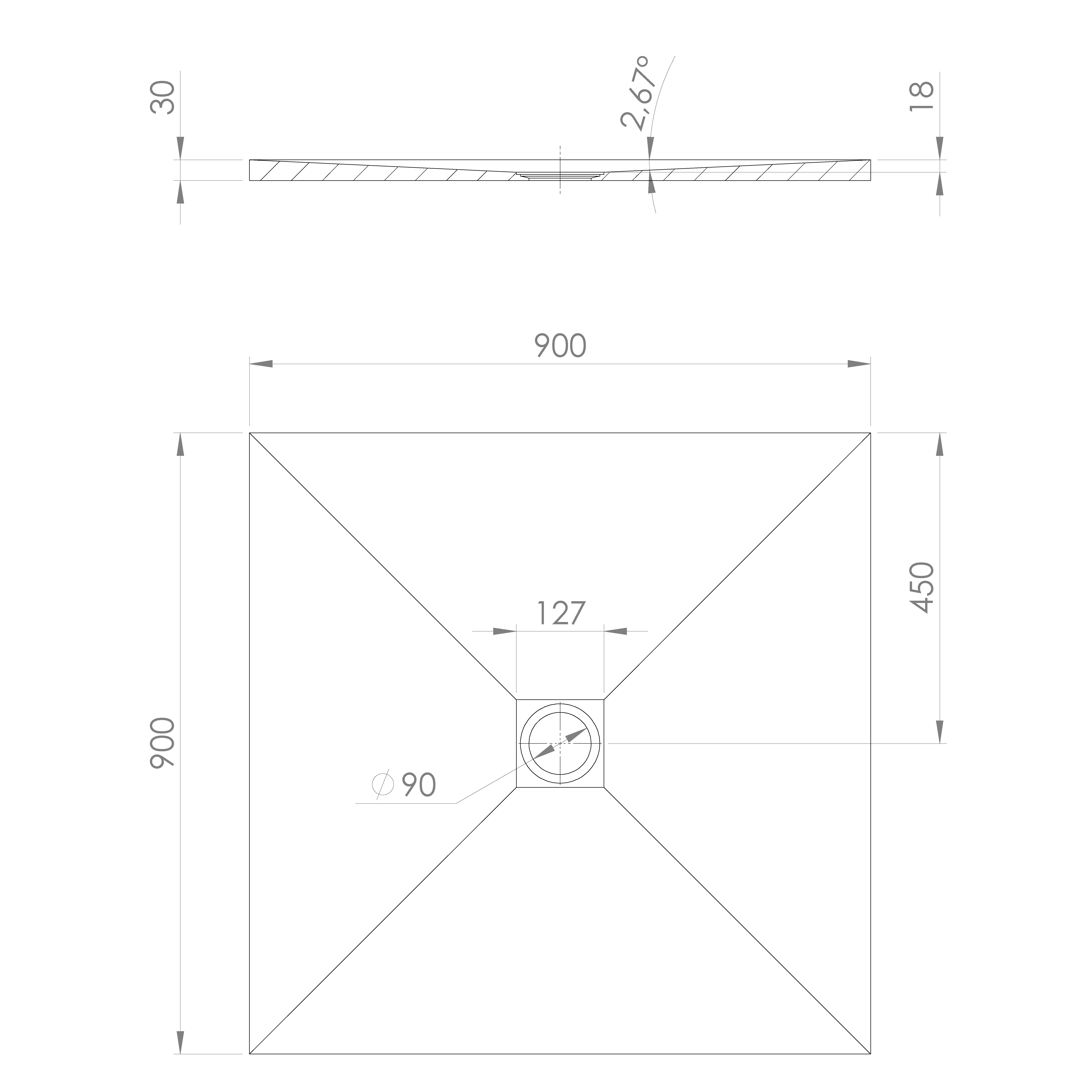 Náhled Treneca 90x90 vanička z litého mramoru, řezatelná, čtvercová, béžová mat