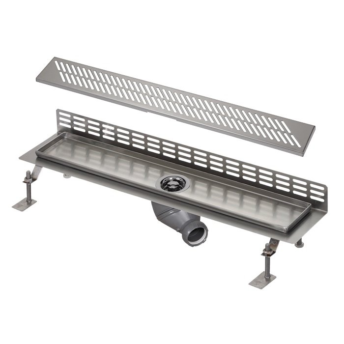 SLKN 06DX - Nerezový koupelnový žlábek ke stěně, délka 75 cm, mat