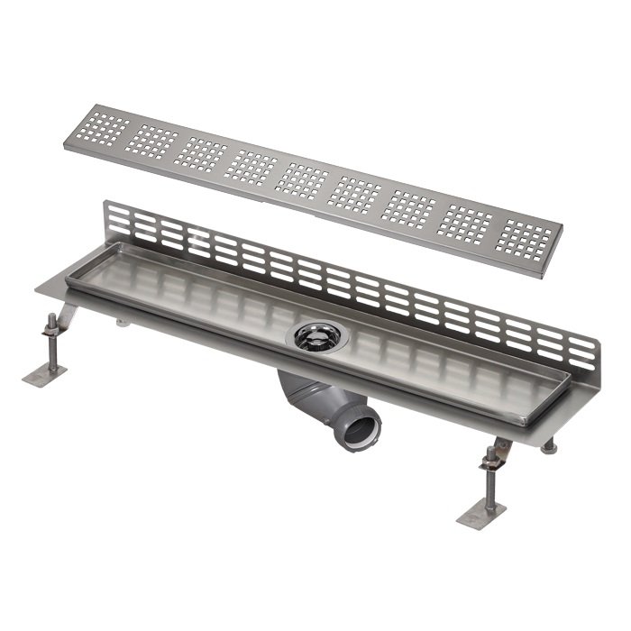 SLKN 18FX - Nerezový koupelnový žlábek ke stěně, délka 85 cm, mat