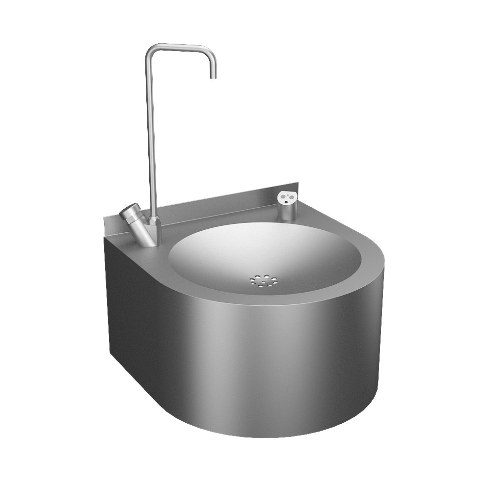 Sanela SLUN 62ESB - Nerezová pitná fontánka s automaticky ovládaným výtokem a armaturou na napouštění sklenic, 6 V 83627