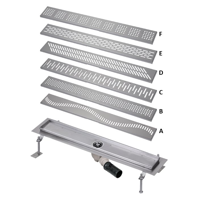 SLKN 04A - Nerezový koupelnový žlábek do prostoru, délka 95 cm, lesk