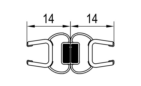 Svislé magnetické těsnění 180° na 6 mm skla (pár), pro PUR, Cadura, Escura, Swing-Line, Swing-Line F, Top-Line, Top-Line S, Annea, Solino 42356.KD.2000