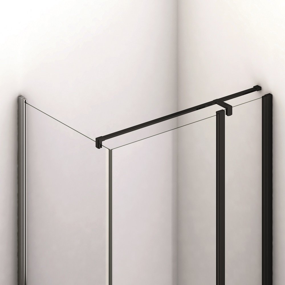 Vodorovná vzpěra zeď-sklo+T-kus 150 cm, černá matná, pro Solino