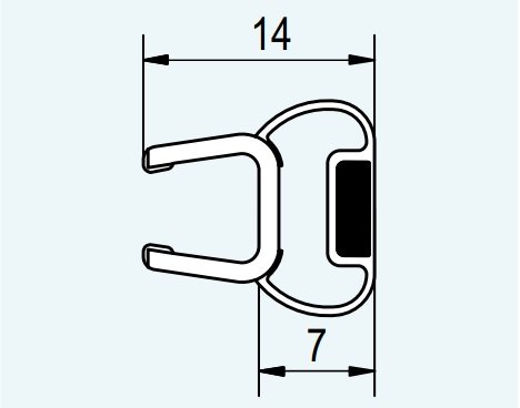 Svislé magnetické těsnění 180° na 6 mm skla, pro Cadura, Top-Line, Top-Line S 42356.KD.1