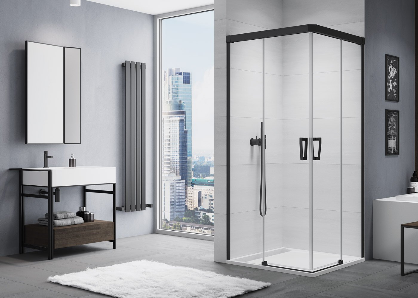 Náhled CAE2 - rohový kout s dvoudílnými posuvnými dveřmi 75 cm, levá část