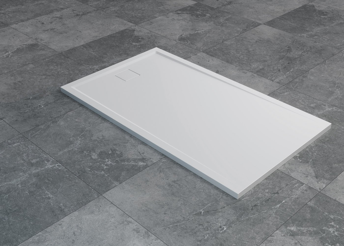 Livada - obdélníková sprchová vanička 110x80, litý mramor, odtok na kratší straně
