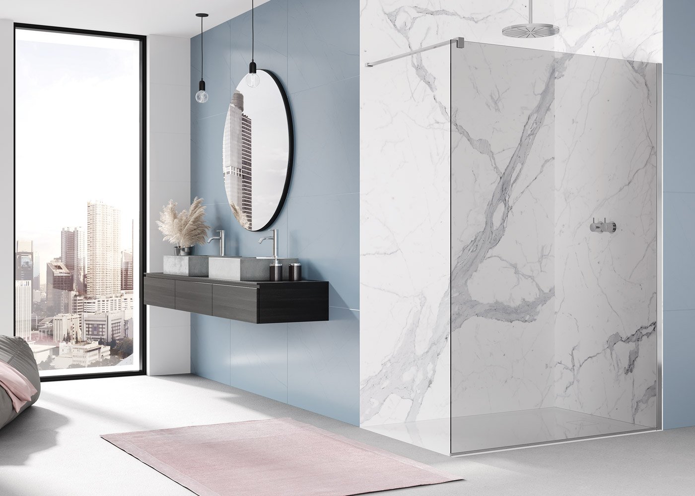 Náhled STR4P - pevná stěna samostatná s vyrovnávacím profilem 80 cm