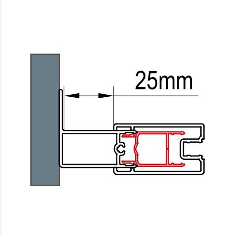 Stohovací profil k rozšíření o 25 mm, 199 cm, aluchrom, pro Top-Line S ACT1.50.1998