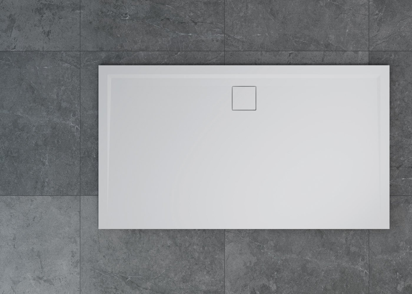 Livada - obdélníková sprchová vanička 140x80, litý mramor, odtok na delší straně