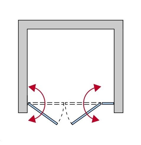 Náhled D22T32 - dvoukřídlé dveře s pevnou stěnou v rovině 140 cm (dveře 120 cm)