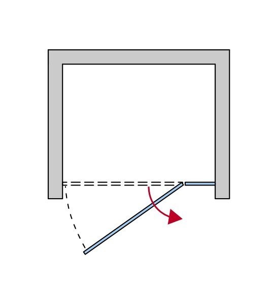 Náhled AN13 - dveře pravé s pevnou stěnou v rovině 75 cm, profil aluchrom