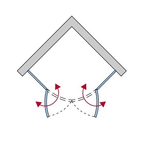 Náhled SOR - čtvrtkruhový kout s křídlovými dveřmi 80x80, R55