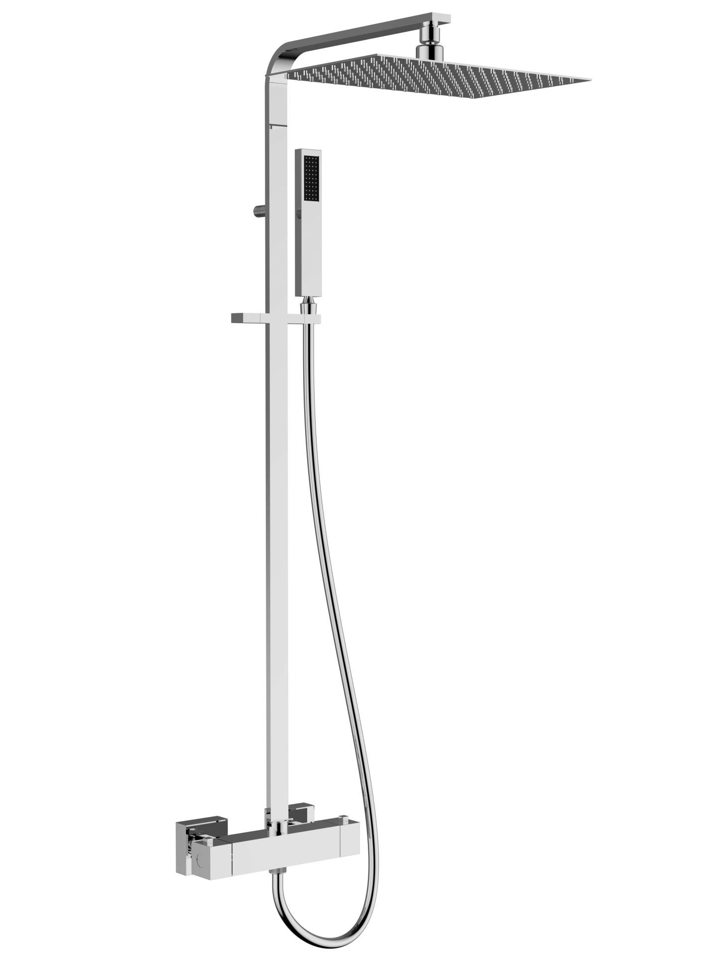 Kombinovaný sprchový komplet s termostatickou baterií, hranatá sprcha SP564