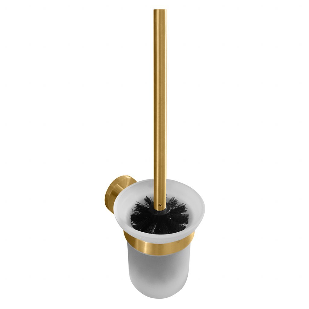 Sablo - WC štětka, miska sklo, kartáč černý, zlatá matná 160113017